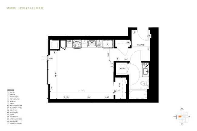 Studio S1 1701 floor plan